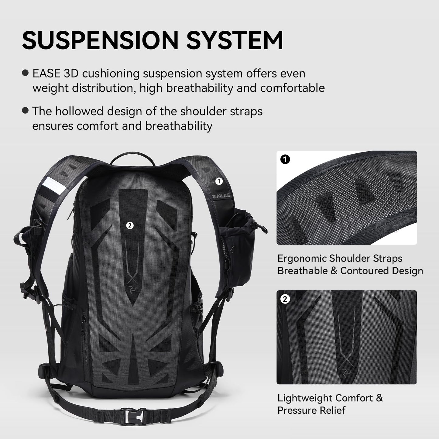 KAILAS Far Mountain16L Lightweight Hiking Backpack Trekking Daypack Small Backpacks Traveling Camping Silent Black