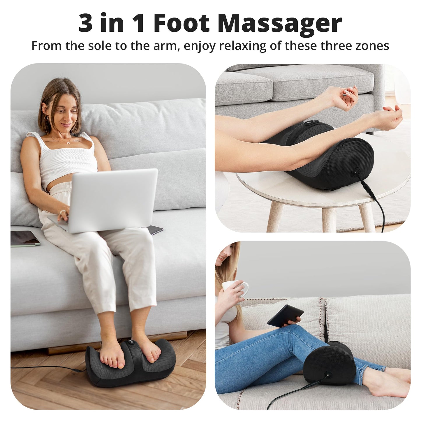 Medcursor Shiatsu Foot Massager with Heat | Foot and Calf Massager with Massage Roller, Deep Massage for Plantar Fasciitis, Pain Relief, Neuropathy, Relax for Home or Office Use (Not Cordless)