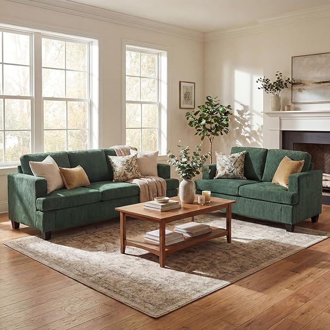 YOUDENOVA 2 Piece Set Comfy Sofa Couch, 3 Seater & Loveseat Sofa