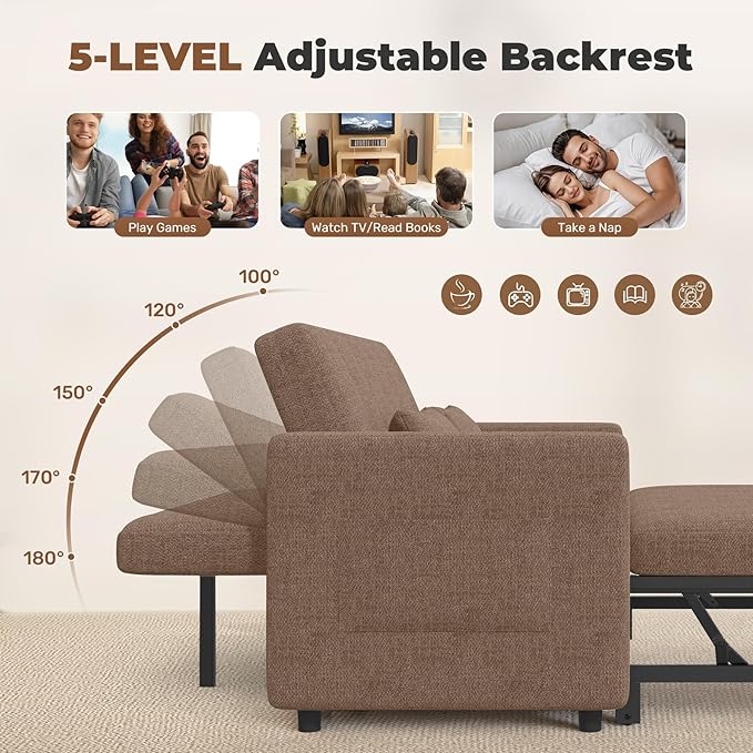 Nebuaegis Sleeper Sofa Bed, 3-in-1 Convertible Pull Out Couch