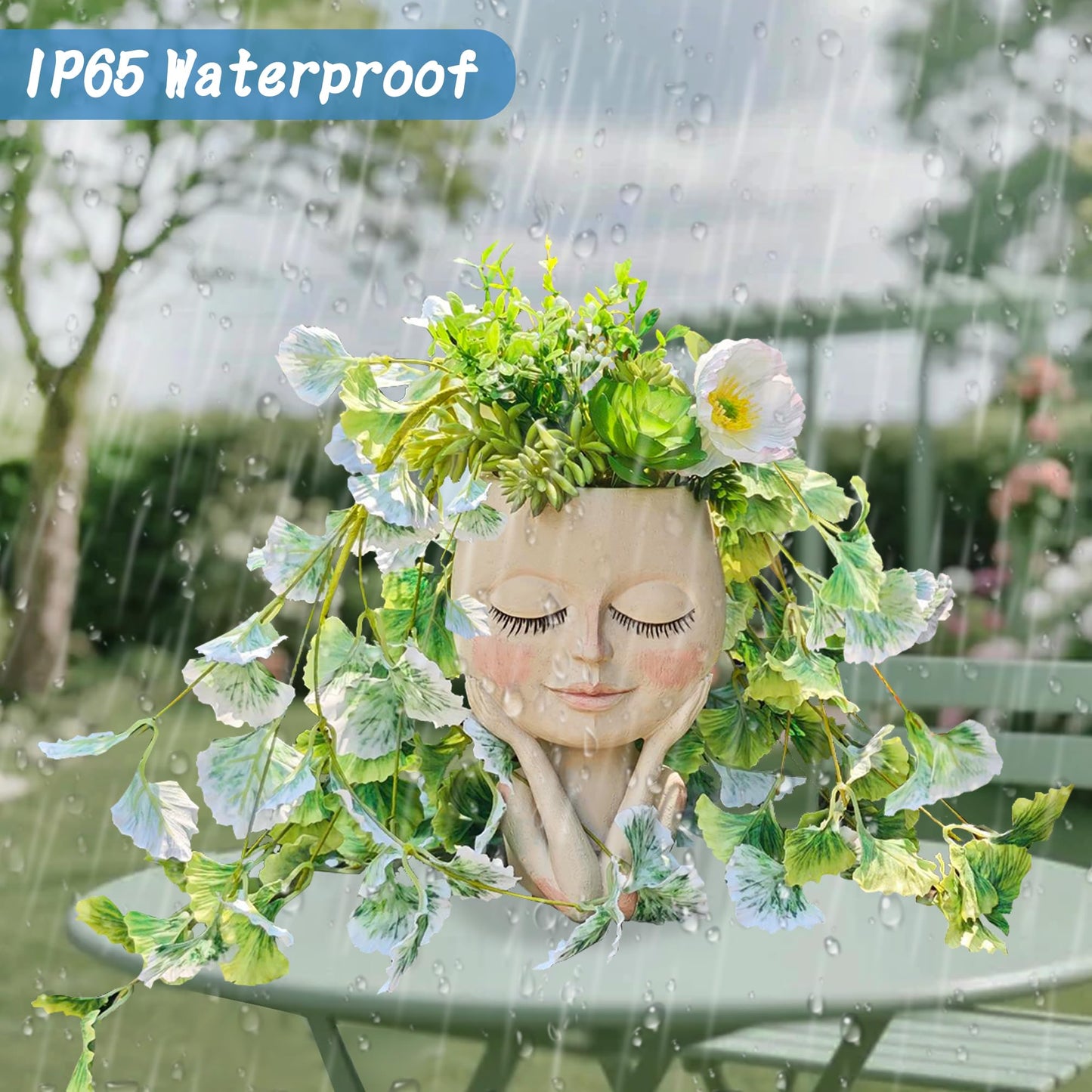 Head Planter Pot for Plants - Face Flower Pots Indoor Outdoor, Cute Succulent Head Planter, Creative Plant Pots With Drainage, Resin Cactus Planter Coffee Table Decor, Women/Mother Vase Gifts Ideas
