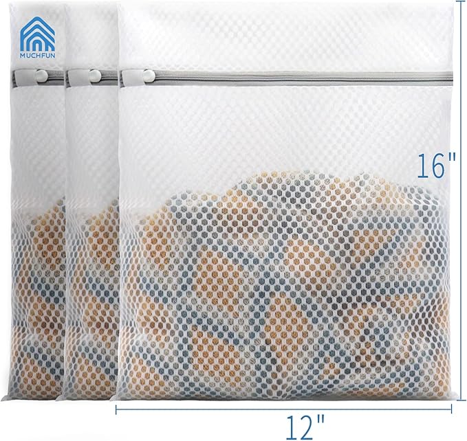 Muchfun 3Pcs Durable Honeycomb Mesh Laundry Bags