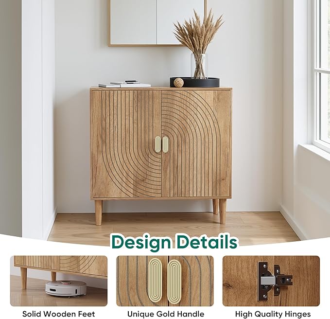 Smuxee Oak Sideboard Cabinet, Freestanding Buffet Cabinet