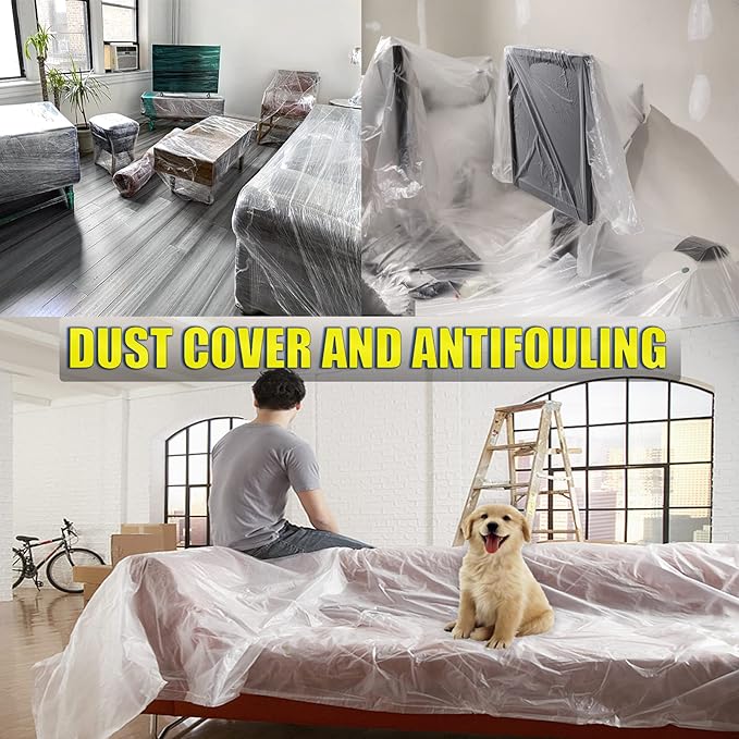20 Pieces Plastic Drop Cloth, Dust-Proof and Rustproof, 9x12 Feet Tarp