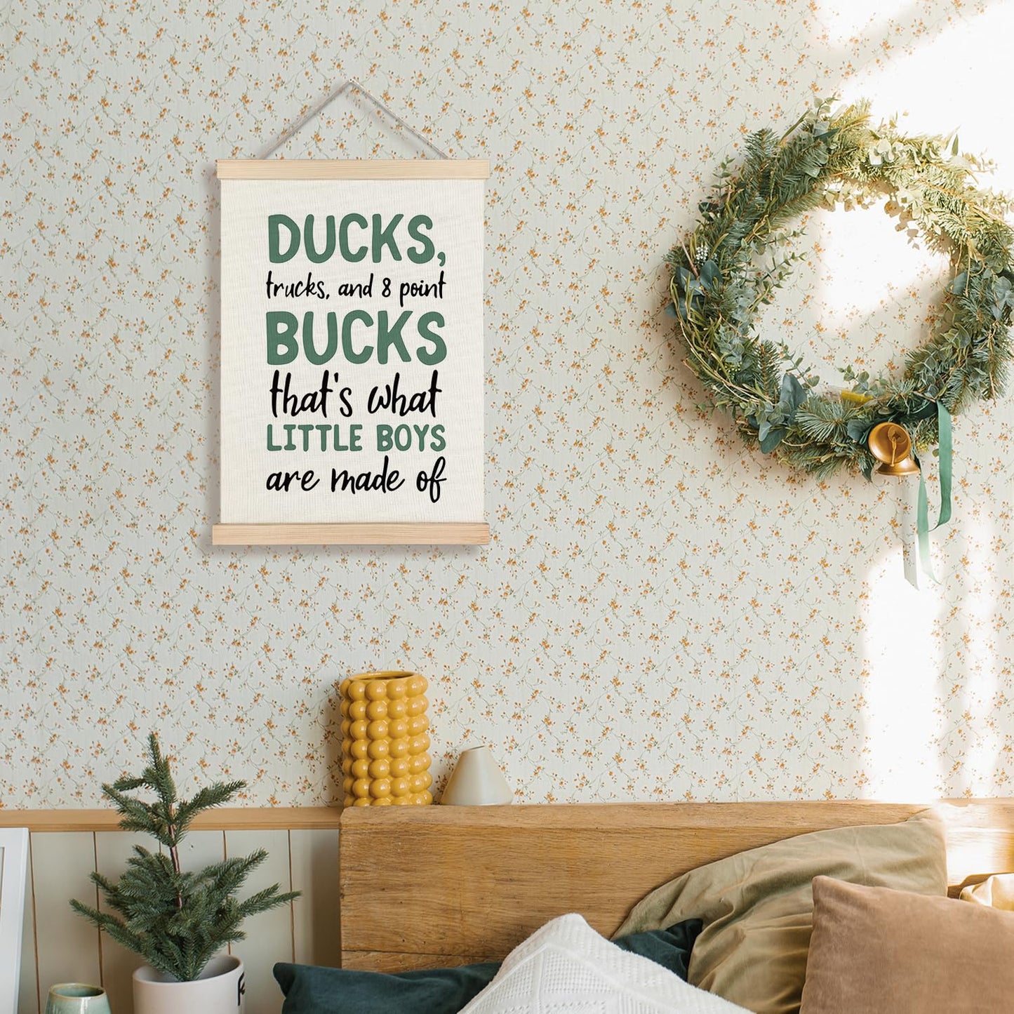 Supwhd Boys Room Decor, Ducks Trucks and 8 Point Bucks Poster Hanger Frame, Boy Nursery Wall Decor for Toddler Little Boy Kids Room Playroom Nursery, 12x16 Inches