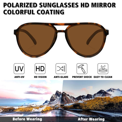 STORYCOAST Polarized Aviator Sunglasses for Men Women Classic Retro Aviators Sports Driving Running Sun Glasses 3Pack-Black+Tortoise/Brown+Leopard/Gradient Brown