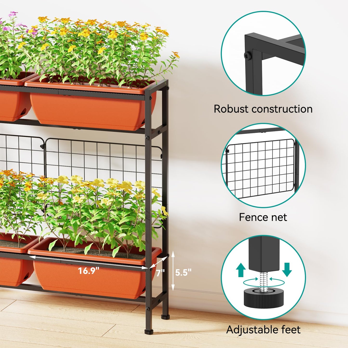 CADUKE Raised Garden Bed, Garden Raised Planter Box with Legs, 32" Elevated Vegetable Garden Beds with Drainage Holes & Trellis, Herb Garden Planter Outdoor for Vegetables, Balcony, Red