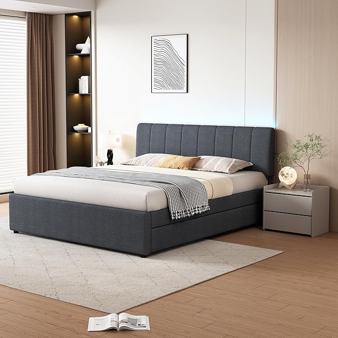 Queen Size Upholstered Platform Bed