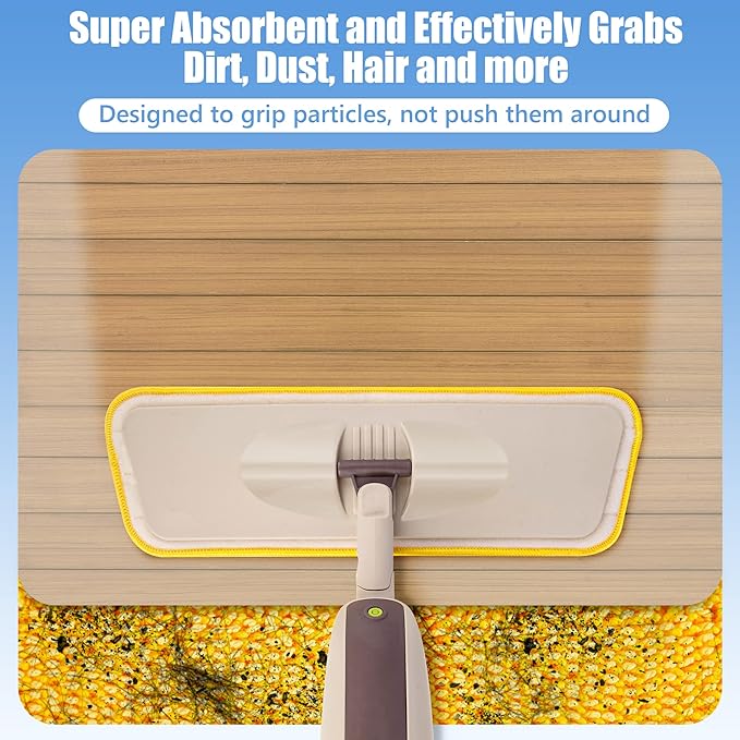 HOMTOYOU Reusable Mop Pads for Swiffer PowerMop: 6 Pack Microfiber Pad Refills