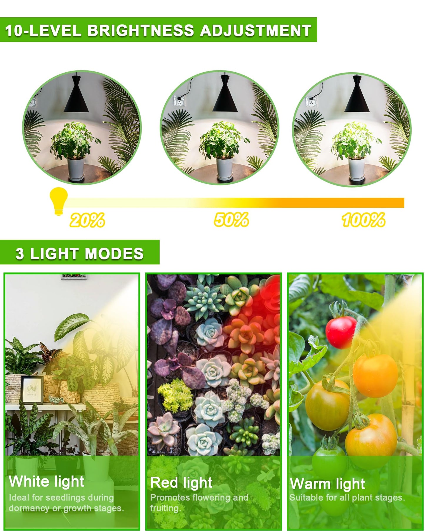 Arikashi Hanging Grow Light, LED Growing Light Full Spectrum for Indoor Plants，4/8/12H Timer, Height Adjustable Grow Lamp for Large Plants