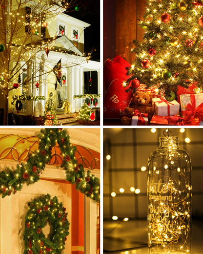 Kolpop Fairy Lights Battery Operated, [4 Packs] 5m 50 LED Copper Wire Christmas String Lights, Warm White LED Fairy Lights twinkle lights for Bedroom Wedding Birthday Party Indoor Tree DIY Decorations