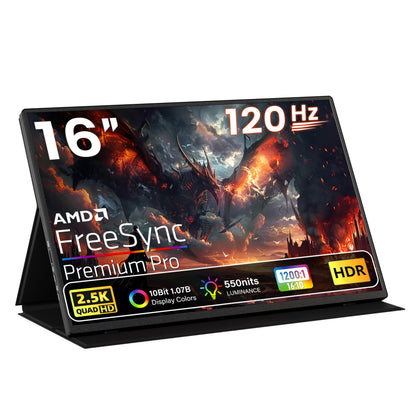 Portable Monitor 15.6" FHD 87% sRGB 60Hz IPS HDR HDMI USB-C Travel Monitor for Laptop MacBook PC Surface PS5 Xbox, External Display with Kickstand & Speakers, VESA Compatible