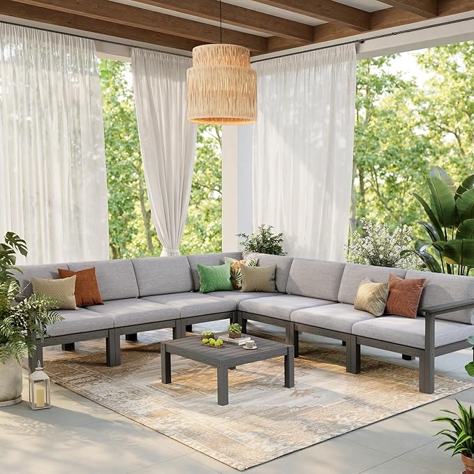 Stoog 6-Piece Modular Outdoor Sectional Sofa Set, All-Weather Patio Furniture