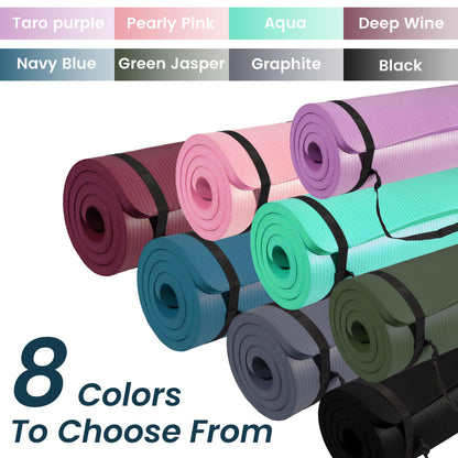 Signature Fitness Yoga Mat,Pilates & Exercise Mat,Extra Thick 1" High-Density Foam Workout Mat with Easy-Cinch Carrying Strap for Home & Gym Workouts,Navy Blue