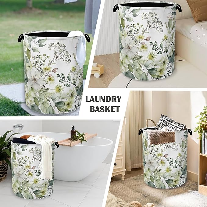 Flowers Plants HerbsLaundry Hamper, Dirty Clothes Laundry Basket