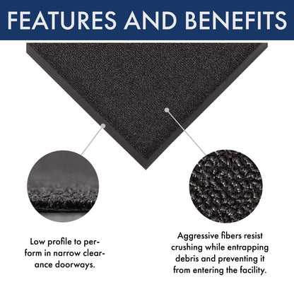 Notrax 231 Prelude Indoor/Outdoor Entrance Mat, for Home or Business, 3' x 5', Black