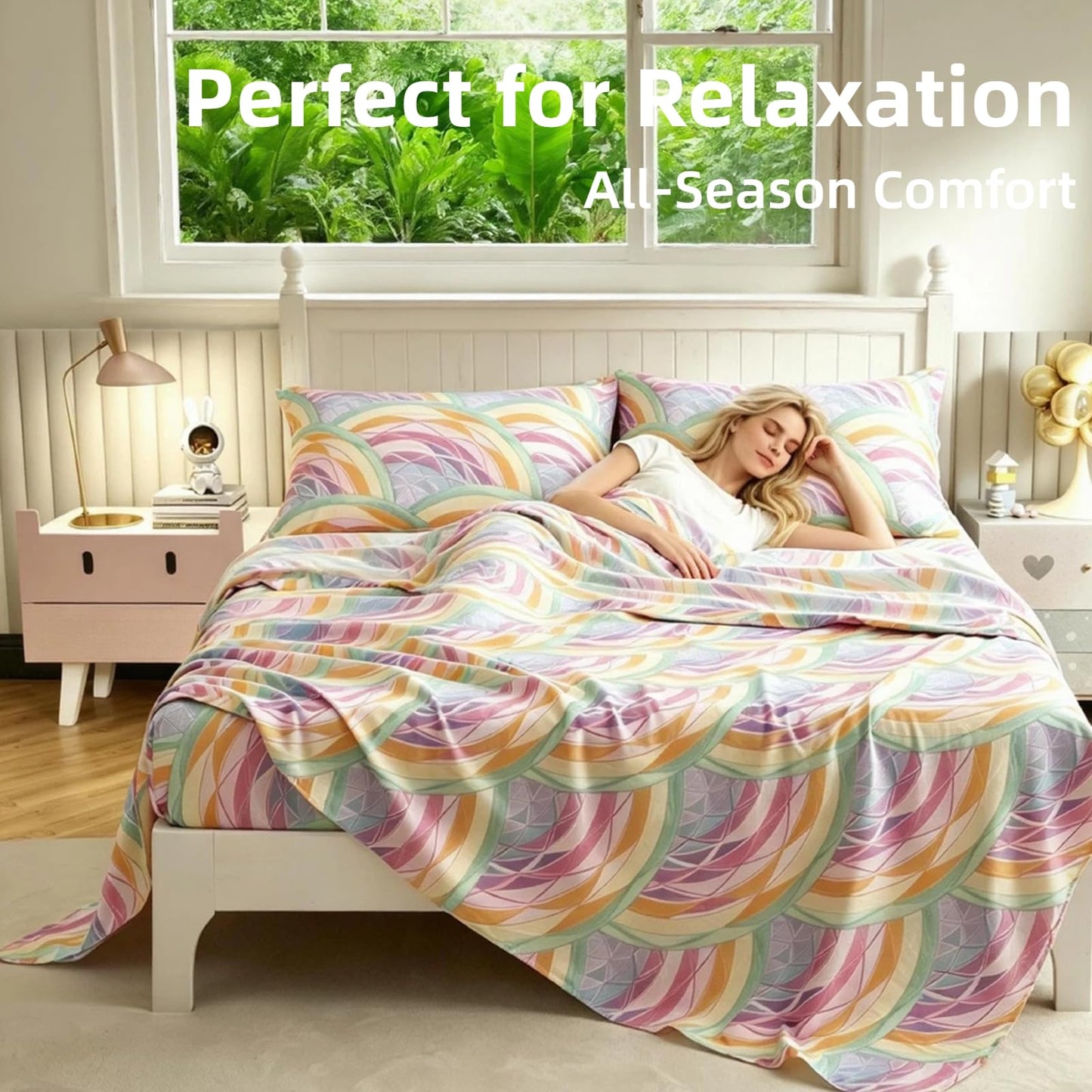 SDY 4 Pieces Kids Mermaid Bed Sheets Full Size Soft Microfiber Rainbow Bedding Set for Girls Boys Toddler