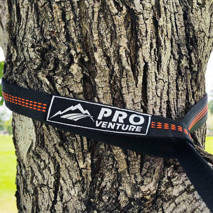Pro Venture Hammock Straps and Carabiners Set | 22 Feet Total, 44+2 Loops | 1200lbs Breaking Strength (500lbs Rated) | Non-Stretch, Lightweight, Portable - Quick Setup | Heavy Duty, Tree Friendly