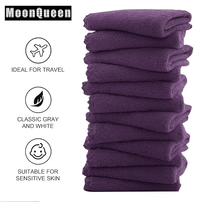 MOONQUEEN Microfiber Facial Cloths Fast Drying Washcloth 12 Pack