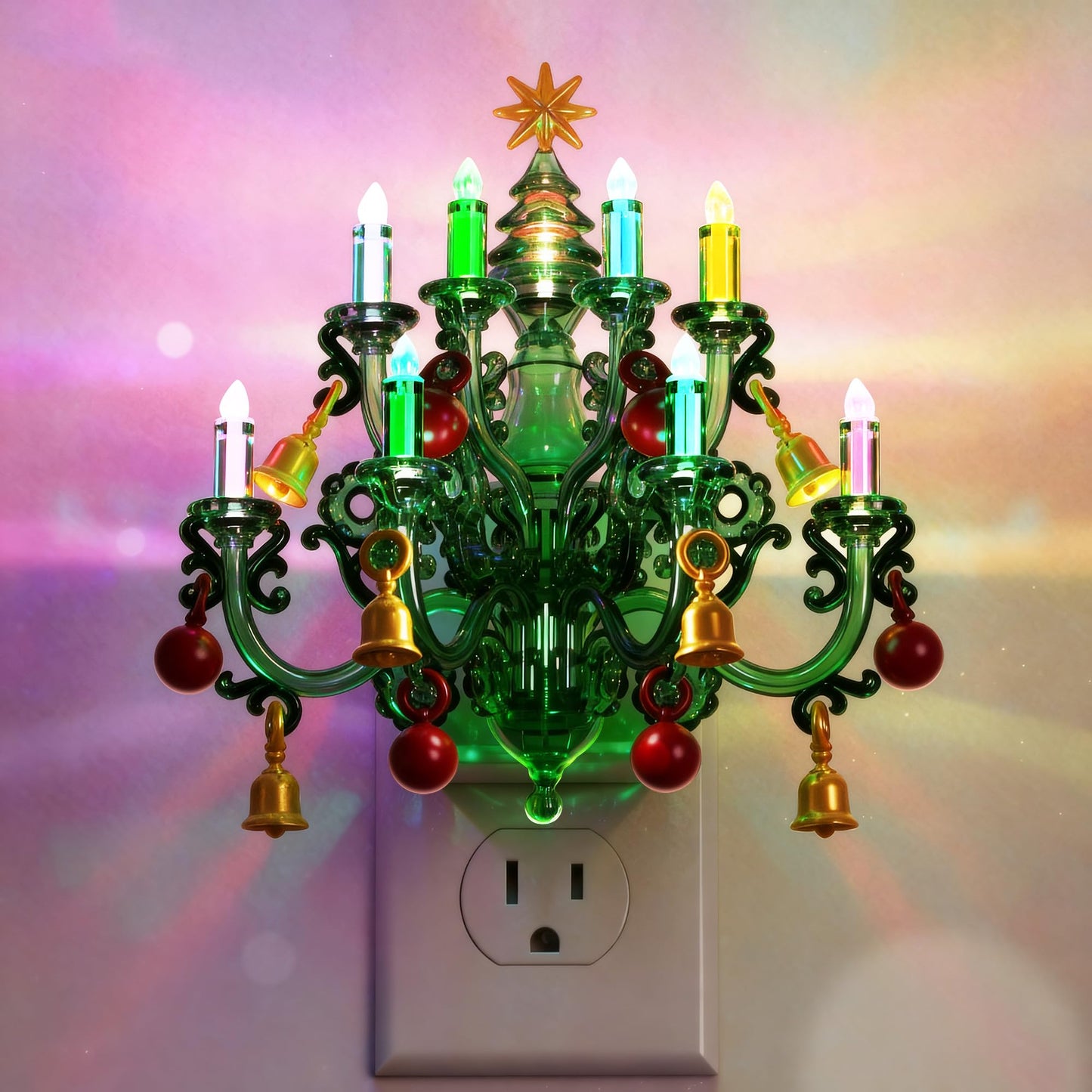 L LOHAS LED Christmas Night Light, Plug in Night Light with Dusk to Dawn Sensor, 3 Brightness Adjustable and RGB Mode, Ideal Nightlight for Christmas Home Decor