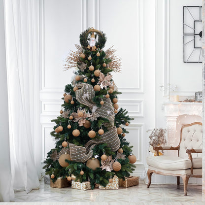 24 Pack Christmas Tree Ornaments - Artificial Flowers Glitter Berry Stems Christmas Floral Picks Branches for Xmas Tree Decorations Vase Filler Holiday Wedding Party Home Decor (Champagne)