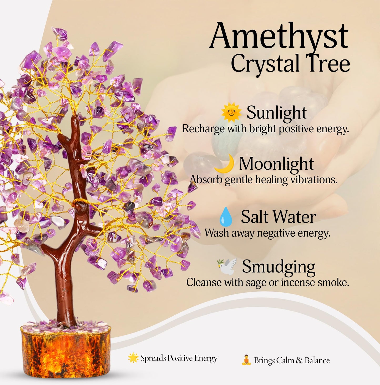 YATSKIA Amethyst Tree - Crystal Tree - Feng Shui Crystals Decor - Purple Decor - Spiritual Crystals - Crystal Meditation - Spiritual Gifts