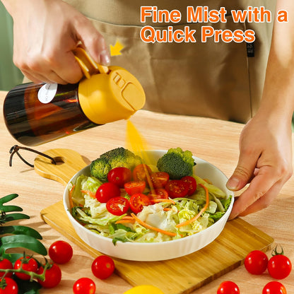Oil Sprayer for Cooking, 2 In 1 Oil Dispenser and Oil Sprayer (Black+Dark Brown)