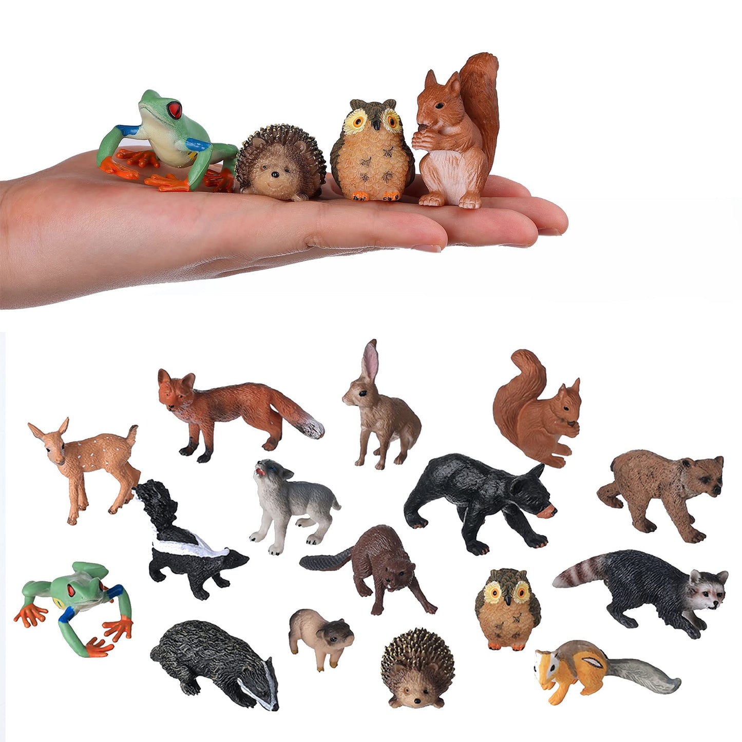 JOKFEICE Animal Figures for Kids, 16PCS Realistic Forest Animals Baby Figurines, Woodland Creatures Figurines, Educational Toys for Science Project Cake Party Decor