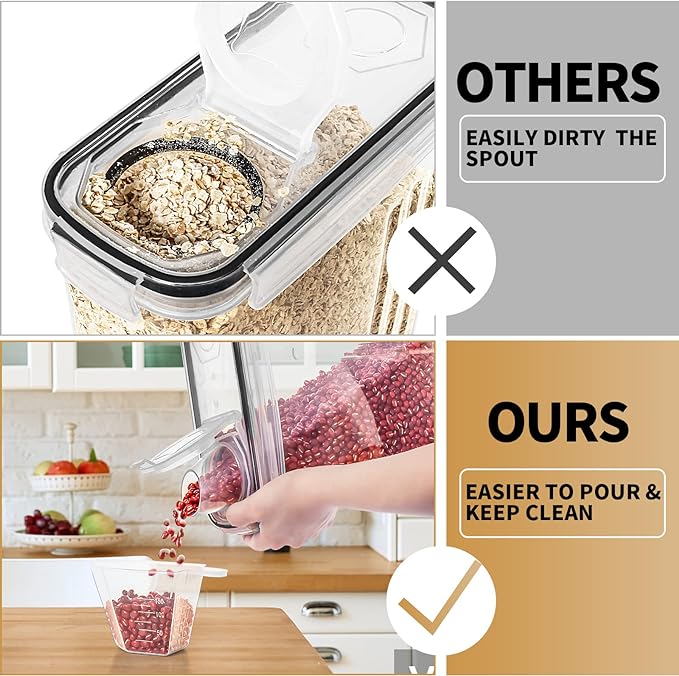 PRAKI Cereal Containers Storage Set, Measuring Cup & Marker