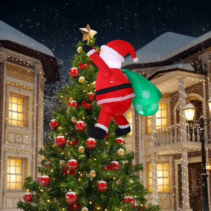 Jenaai 4 ft Christmas Inflatable Santa Claus Outdoor Decorations Climbing Hanging Santa Gift Bag with Build in LED Blow up Christmas Yard Decor for Xmas Porch Garden Lawn Vacation Indoor Outside