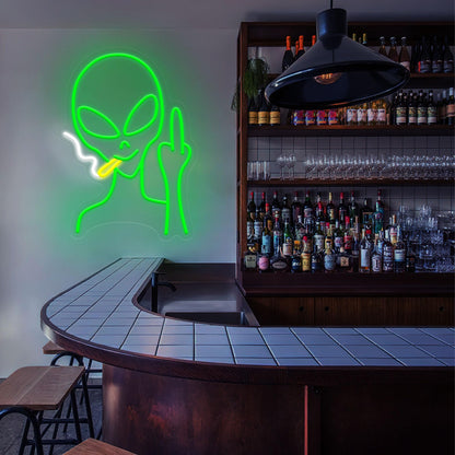 Green Alien Neon Signs, Dimmable LED Neon Signs for Wall Decor Bedroom Man Cave Game Room Home Bar Party Decor, LED Alien Neon Light for Kids Birthday Gift (Green Alien)