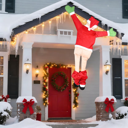 3.61FT Christmas Hanging Santa Claus, Climbing Santa with Pants Off, Funny Christmas Outdoor Decoration for Gutter or Roof/Chimney/Tree/Porch