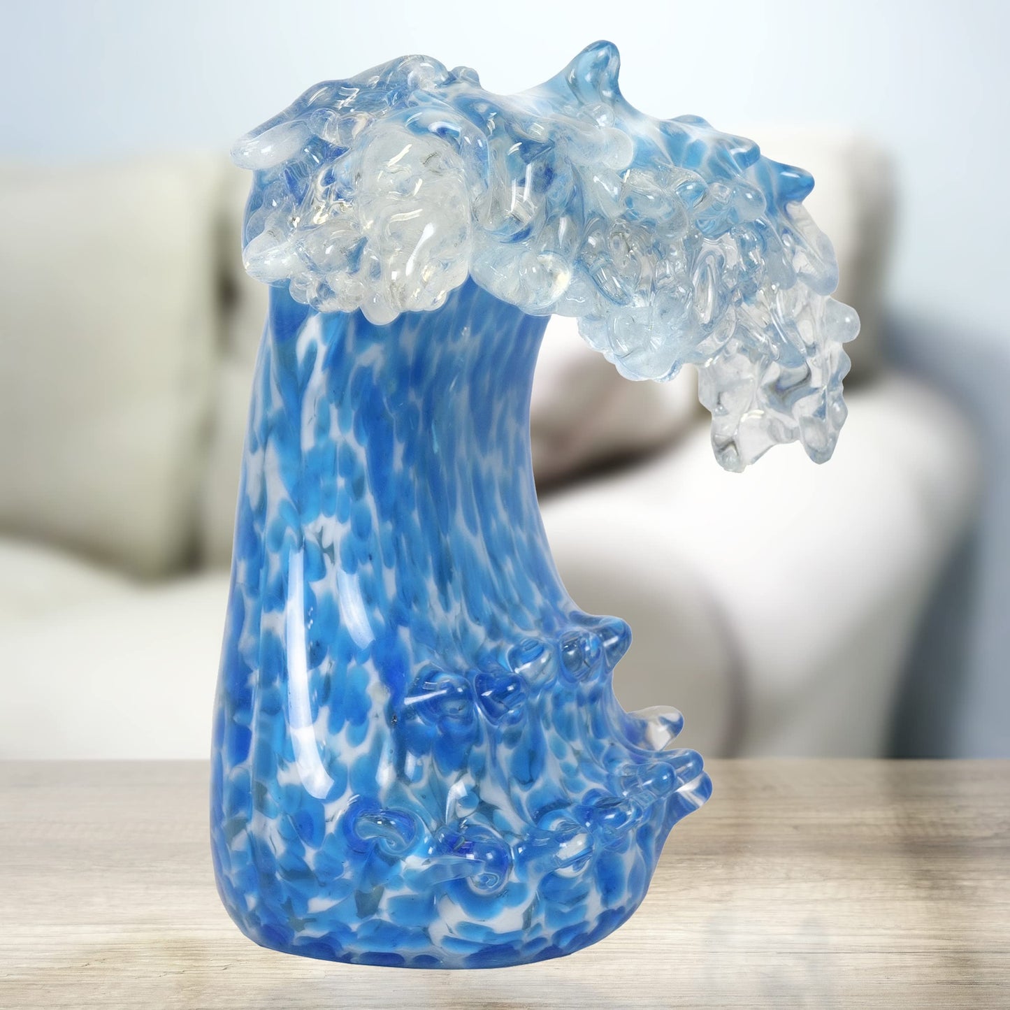 Dale Tiffany Art Glass Sculpture 8.5" Tall Laguna Wave Handcrafted Murano-Style Sculpture for Home Décor, Living Room, Bed Room, Home Office and Gift