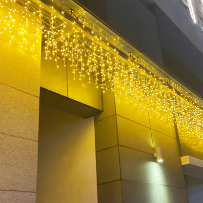 ZIMINGU Icicle Lights, 13 FT 96 LED 8 Modes, Christmas String Fairy Hanging Ceiling Twinkle Connectable Waterfall Lights for Indoor Eaves Balcony Holiday Outdoor Decor, Warm White, 4M