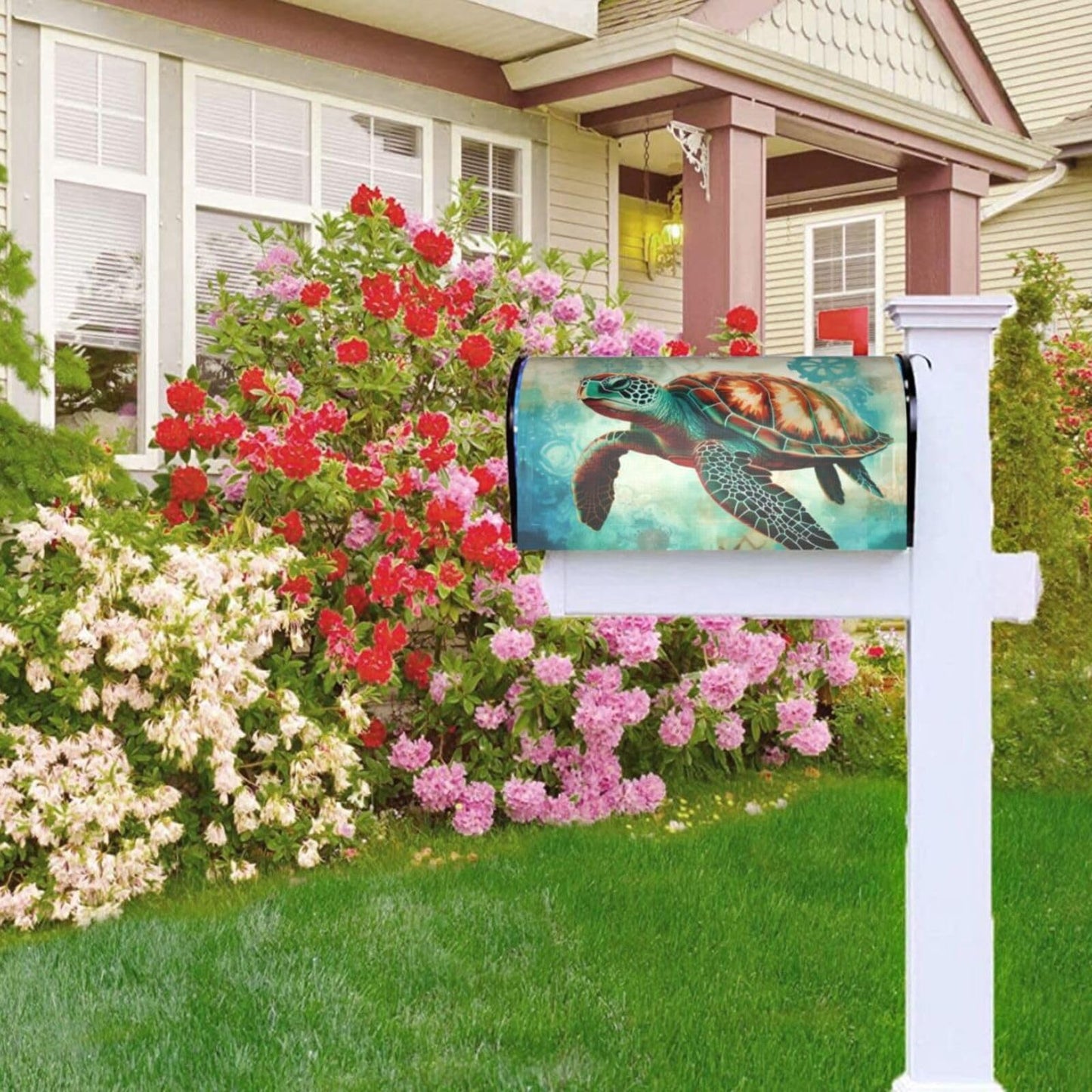 Sea Turtle Beach Ocean Animals Magnetic Mailbox Covers, Mail Wraps Garden Yard Home Decor for Outdoor Standard Size 21x18 in