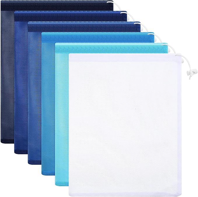 Frienda 6 Pieces Mesh Stuff Sack, 11 x 15 Inch Durable Nylon Drawstring Laundry