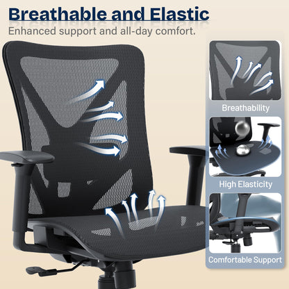 MOLENTS Ergonomic Office Chair, Mesh Computer Desk Chairs with Adjustable Lumbar Support, 3D Armrests, Tilt Function, Comfy Wide Seat, Swivel Executive Work Task Chair for Company and Home