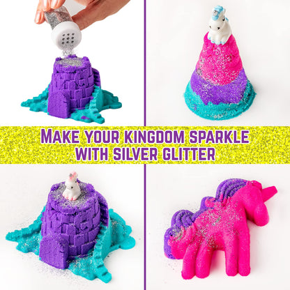 GirlZone Unicorn Kingdom Sand Kit, Craft Set with Squishy Sand, 7 Sand Toy Tools, & More in a Carry Case, Fun Toy for Playdates and Great Gift Idea