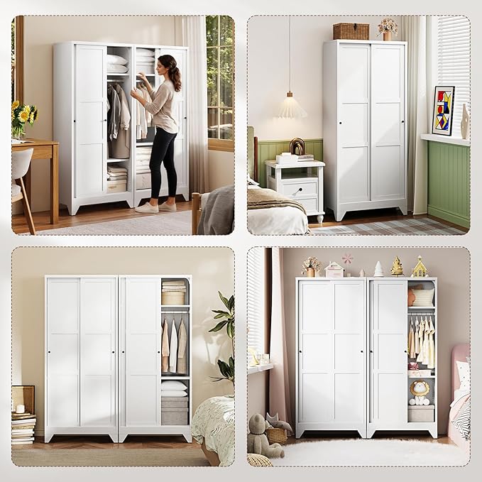 Letaya Armoire Wardrobe Closet, Narrow Slim Coat Closet Cabinet