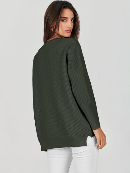 ANRABESS Womens Oversized Batwing Long Sleeve Ribbed Knit Sweaters 2025 Fall Outfits