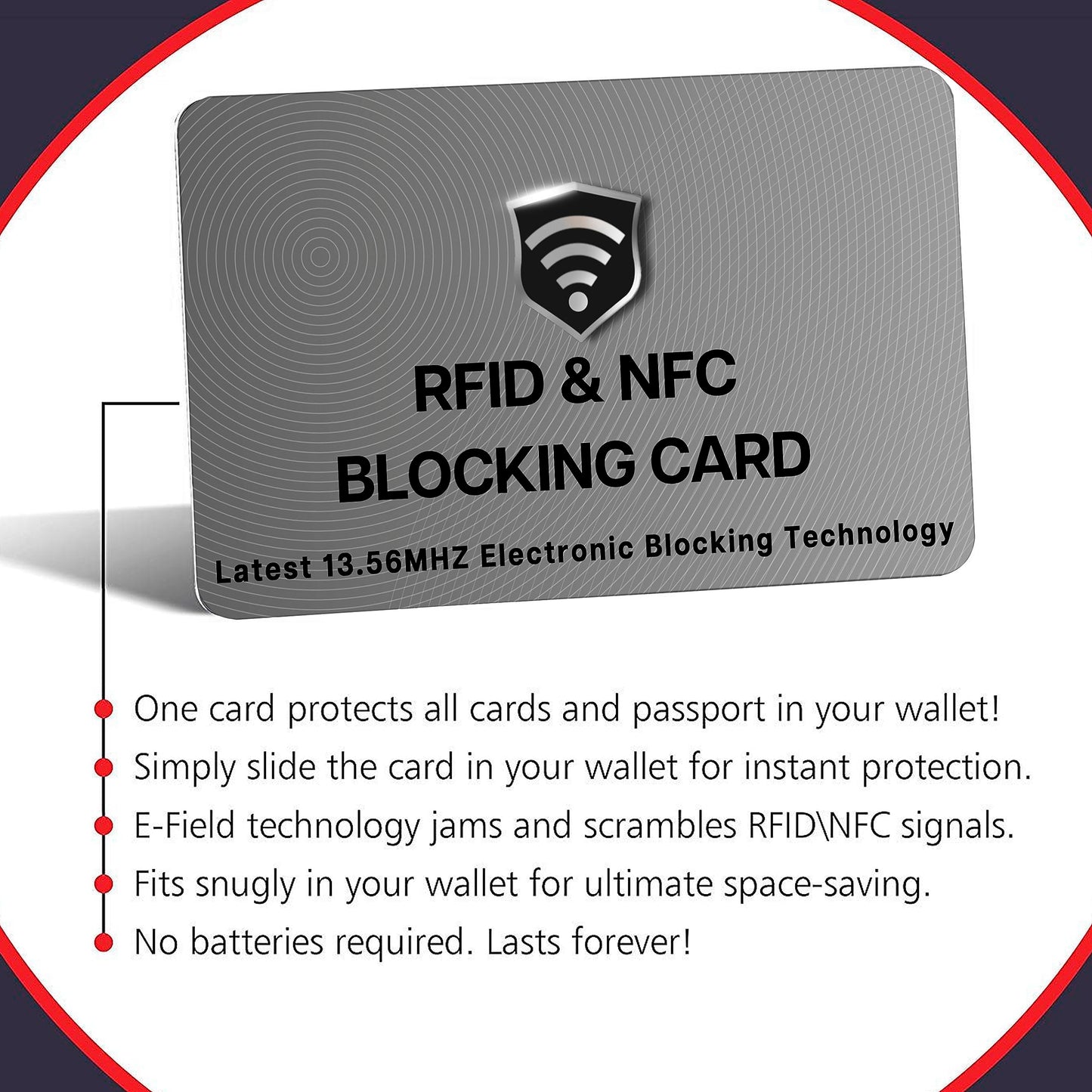 SaiTech IT 5 Pack RFID Blocking Cards, One Protects Entire Wallet Purse, NFC Contactless Bank Debit Credit Card Protector ID ATM Guard - Grey