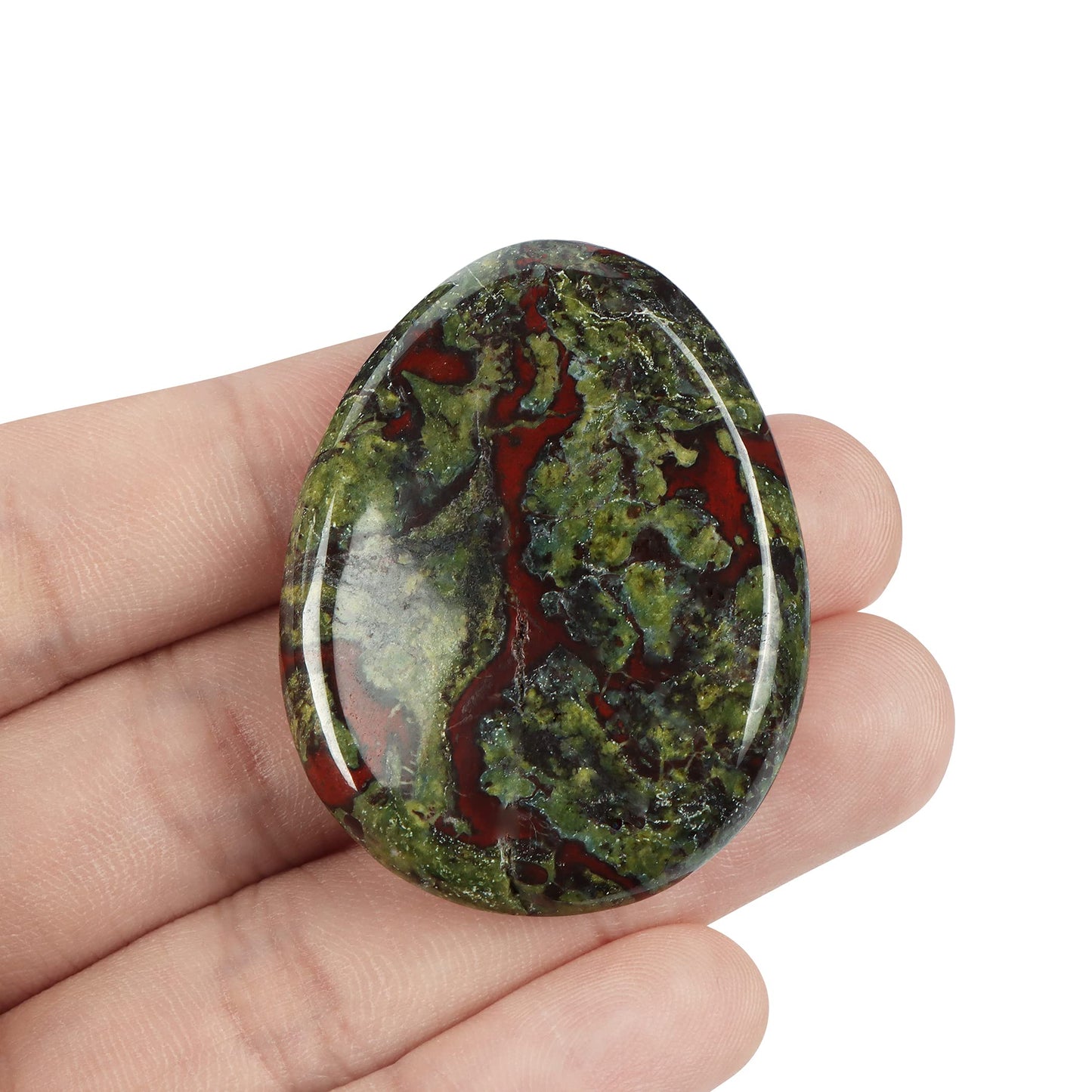 Artistone Dragon Blood Stone Crystal Thumb Worry Stone for Anxiety Hand Carved Crystal Pocket Palm Stone for Stress Relief, Meditation Reiki, Water Drop Shaped