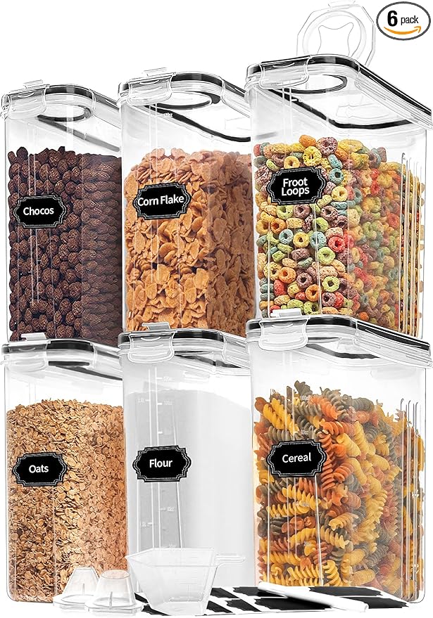 Skroam Cereal Containers Storage of 6, Airtight Food Storage Containers