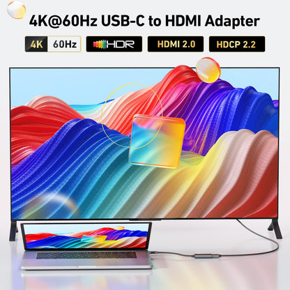 uni USB C to HDMI Adapter 4K@60Hz, Thunderbolt 4/3 to HDMI Adapter, [Sturdy Aluminum&Nylon] Type C to HDMI Converter for iPhone 15 Series, MacBook Pro/Air, iPad Pro, Surface Pro, Galaxy, Dell XPS
