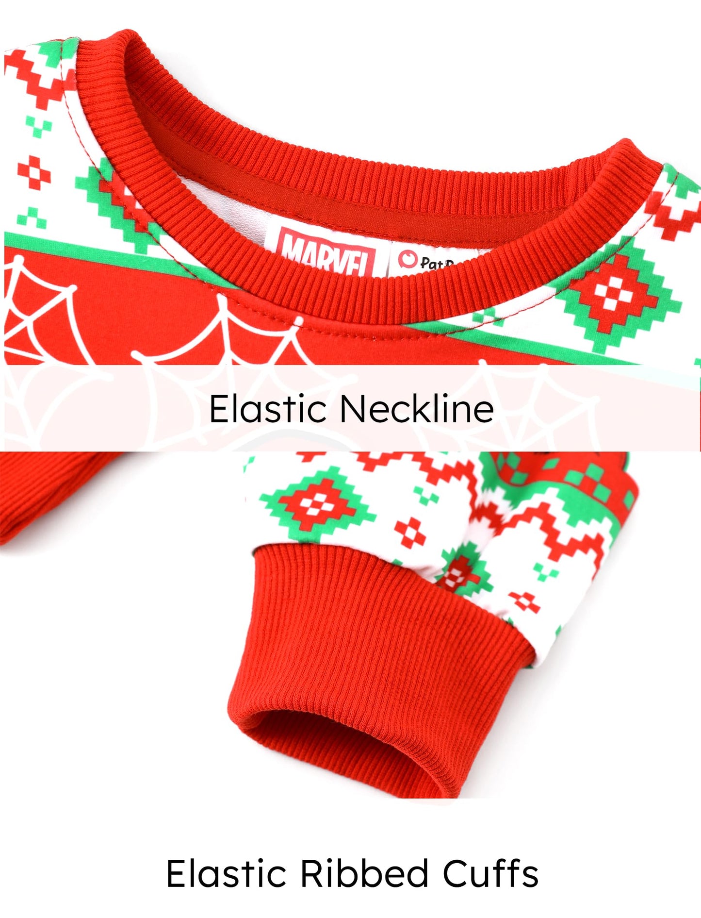 Marvel Family Sweatshirt Tops, Spider-Man Christmas Print Long Sleeve Casual Style Winter Pullover, Holiday Look Women Regular Fit, Red Sizes Medium