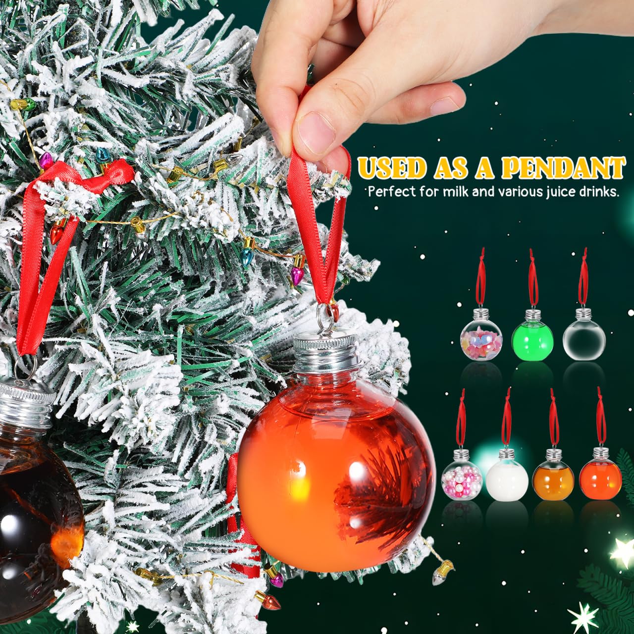 Healifty Clear Christmas Drink Balls 10pcs Fillable Christmas Tree Hanging Decorations Water Juice Bottle Bulbs Party