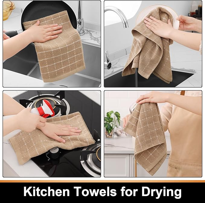Mordimy 100% Cotton Terry Cloth Kitchen Towels, Super Soft and Absorbent Dish