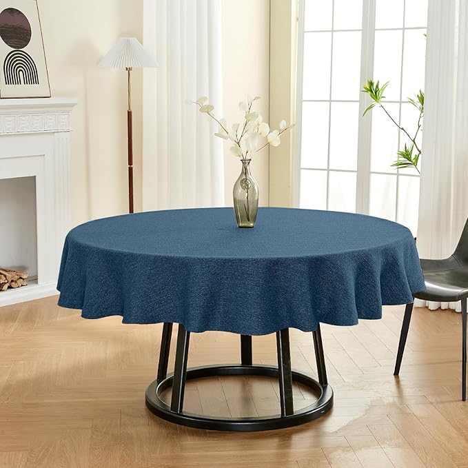 BALCONY & FALCON Round Tablecloth Washable Wrinkle Resistant and Water Proof