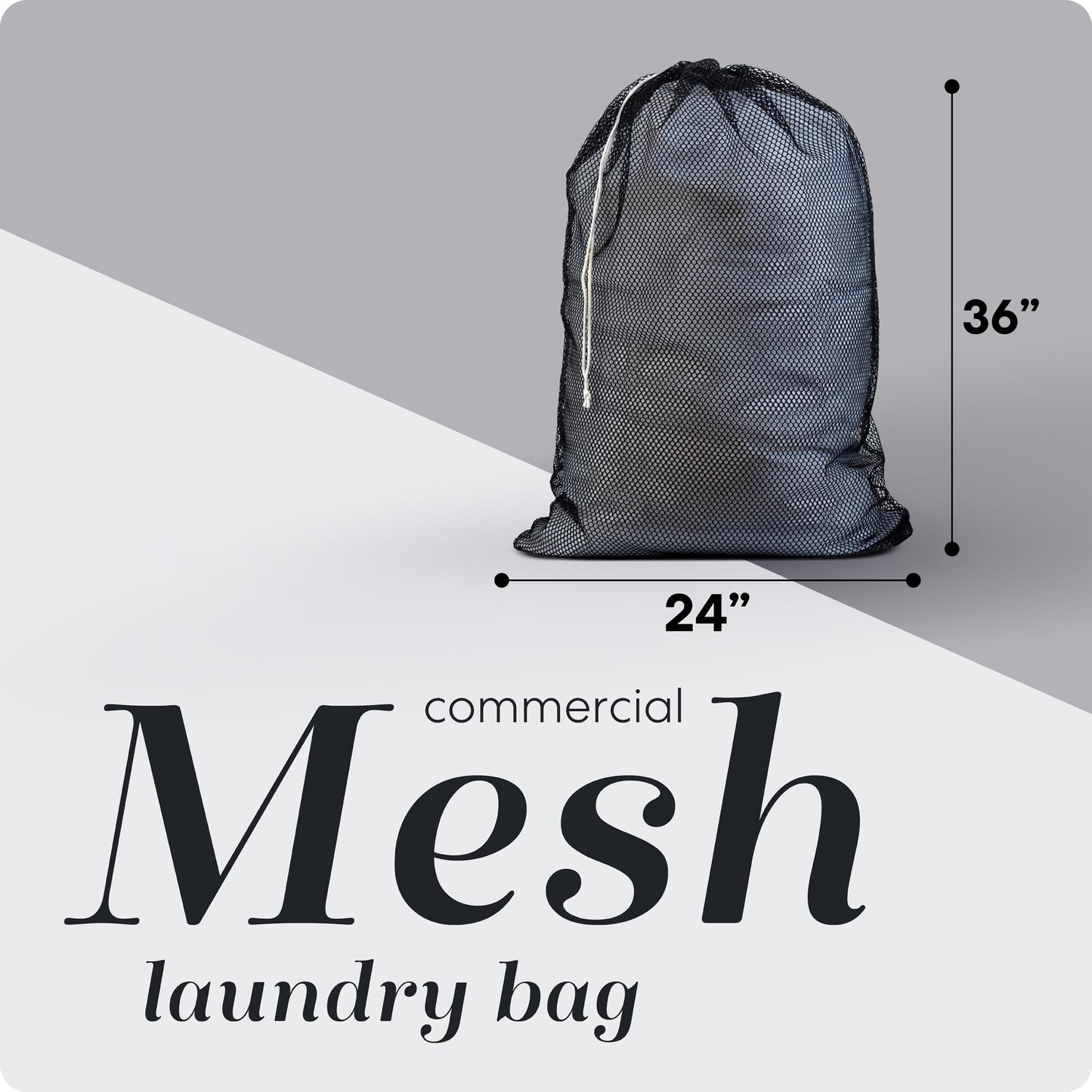 Mesh XL Laundry Bag - Large 24" x 36" - Durable, Machine Washable with Secure Drawstring Closure - Perfect for College Dorms, Laundromats, Apartments (Black)
