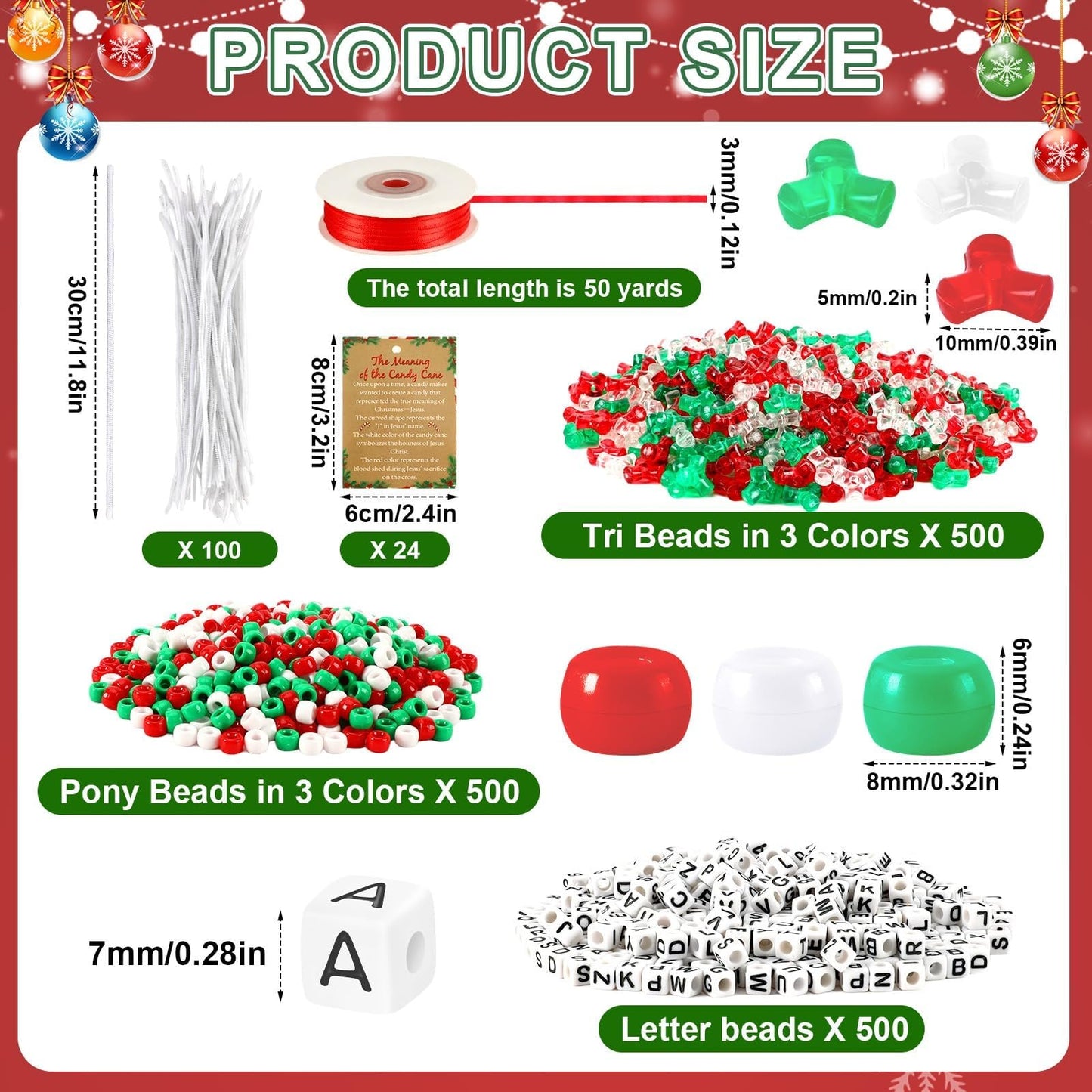 DTOFOOT 1625 Pcs Christmas Meaning of The Candy Cane Craft Kit